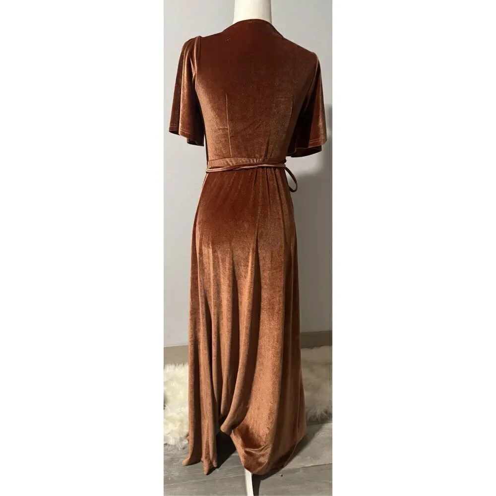 Baltic Born Megan Velvet wrap maxi dress S